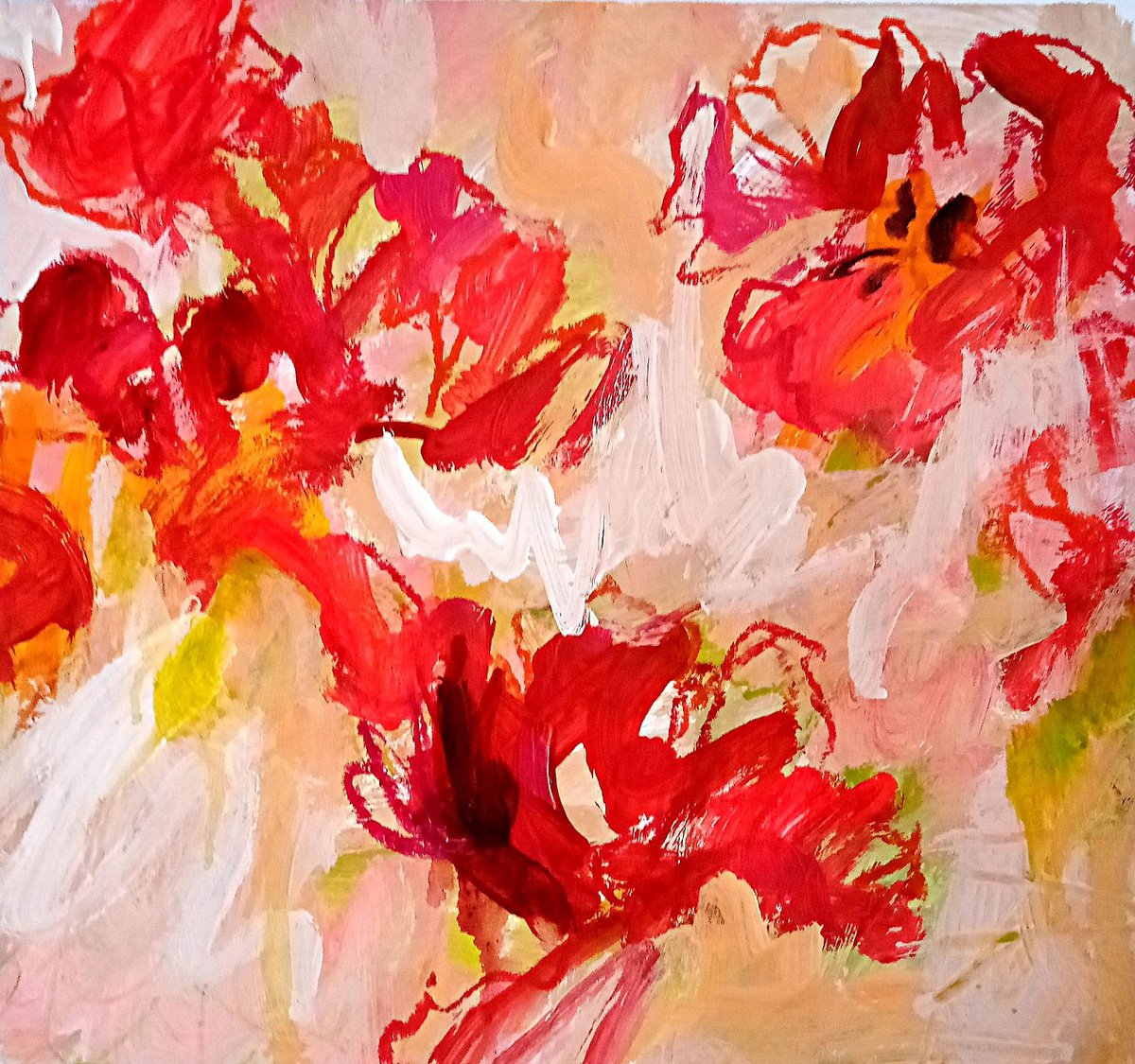 Abstract Red tulips#1/2022 by Valerie Lazareva