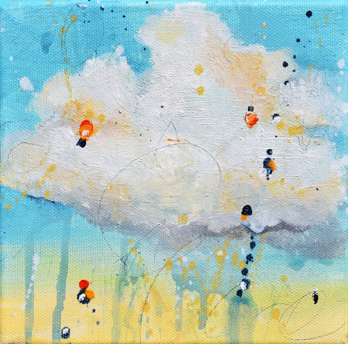 Noonday Dreams - 6 x 6 IN / 15 x 15 CM - Oil Painting on Canvas, Ready to Hang by Cynthia Ligeros Abstract Artist