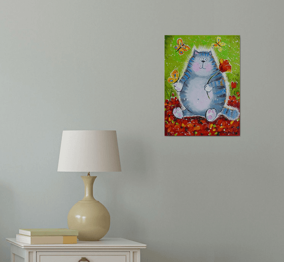 Cat in a flower paradise