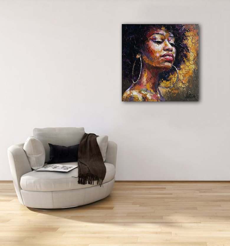 Painting Portrait Of A Black Woman - Сourage - Portrait African Woman 