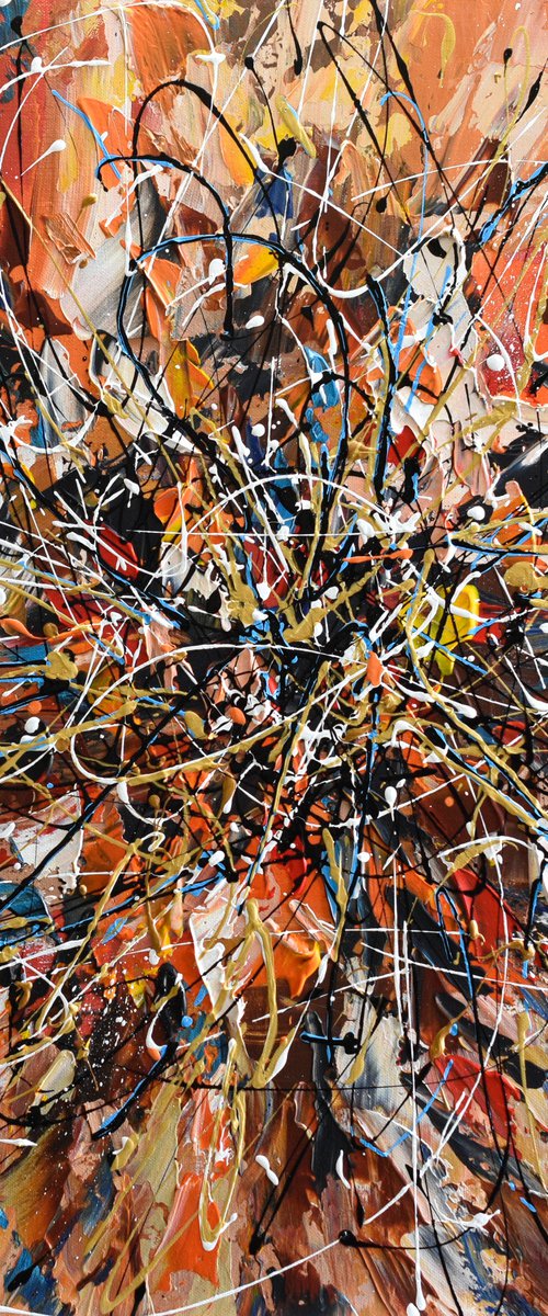 Fall is here - Original abstract painting, red brown wall art canvas, palette knife by Olga Tkachyk