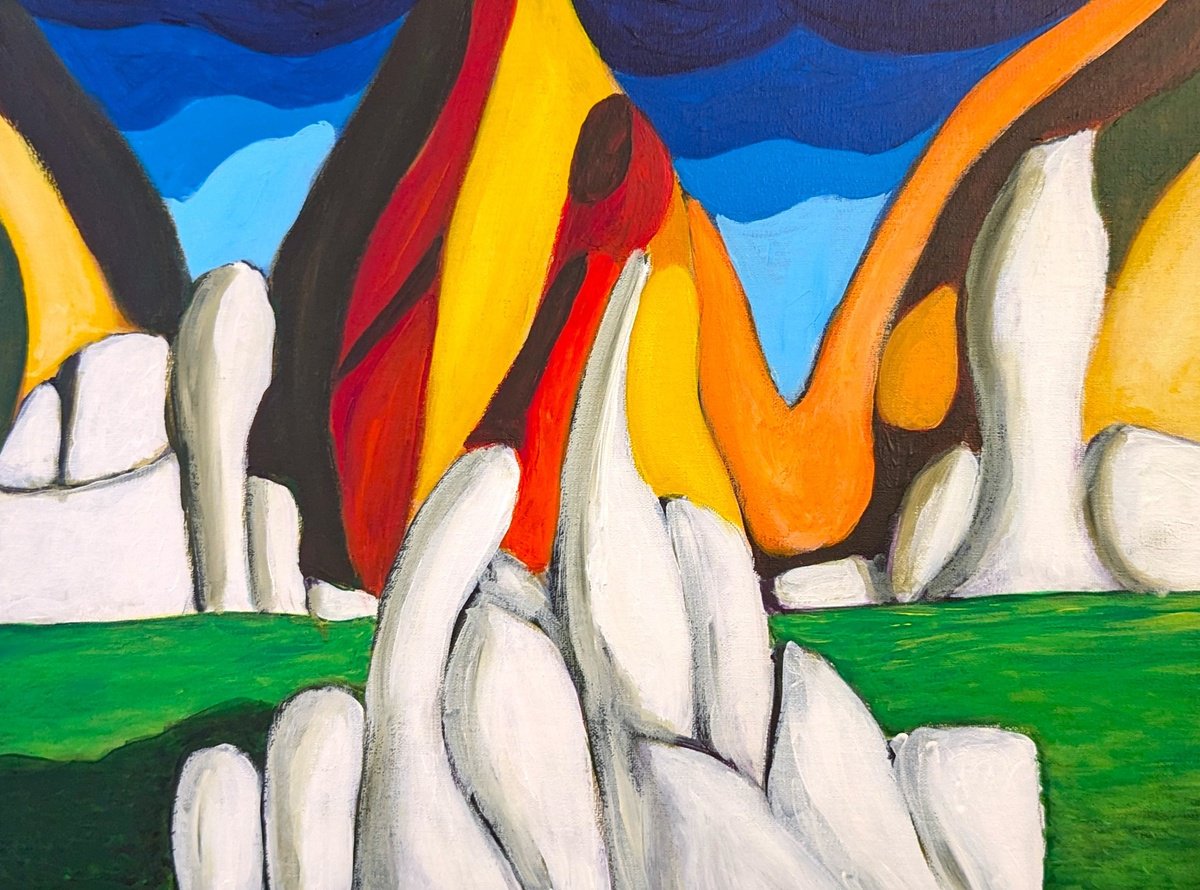 Geometric Abstract Acrylic Painting By Massimo Castronuovo, 16 X 12", Untitled, Original Artwork