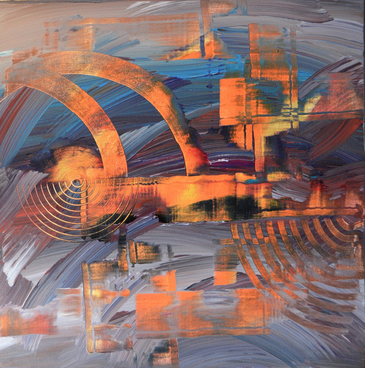 Organic Abstract Acrylic Painting By Lucian Richards, 24 X 24", Modern Dance, Original Artwork