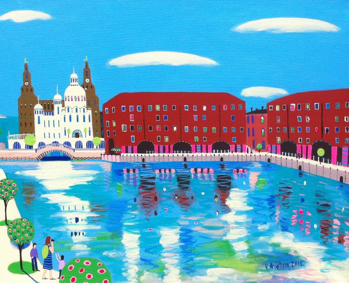 Impressionistic Cityscapes Acrylic Painting By Katrina Avotina, 22 X 18", Shining Through My Heart, Original Artwork