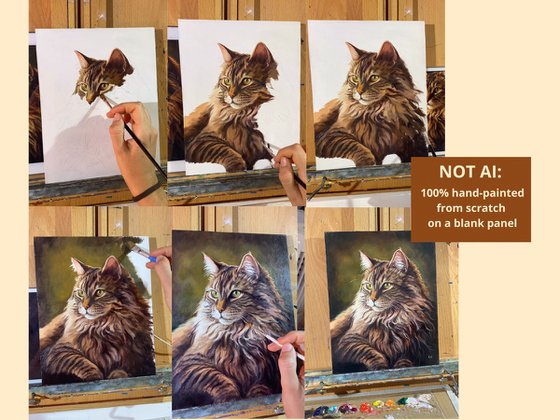 Majestic Maine Coon cat with green eyes
