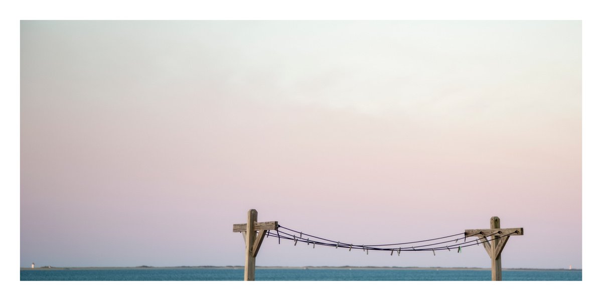 Clothesline Between Lighthouses, Provincetown - 30 x 15 by Brooke T Ryan