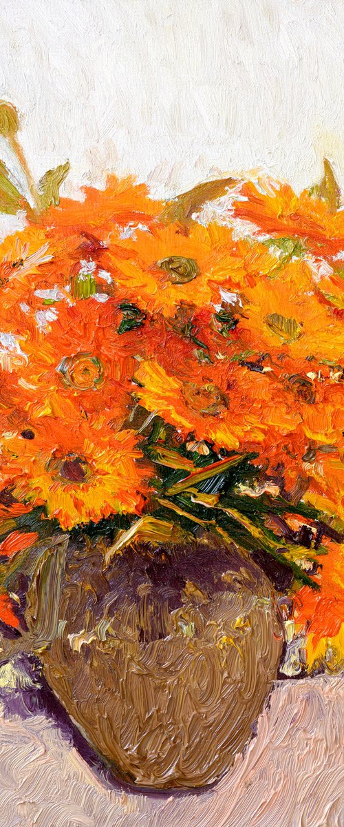 Orange Flowers, Calendulas by Suren Nersisyan