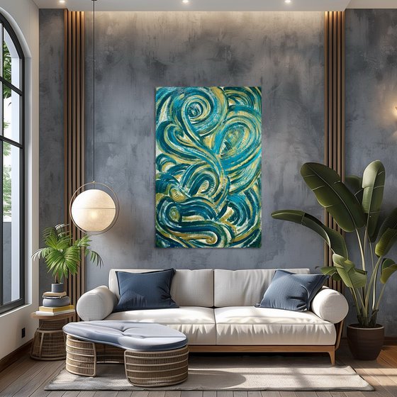 Golden waves 120x80x2 cm