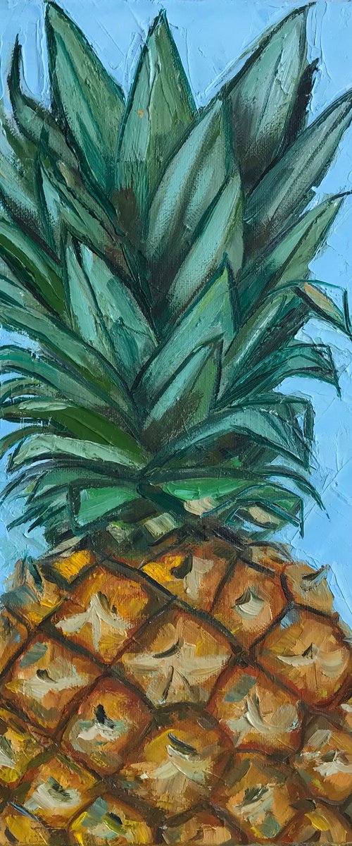 Pineapple oil painting Still life 24x33cm by Leysan Khasanova