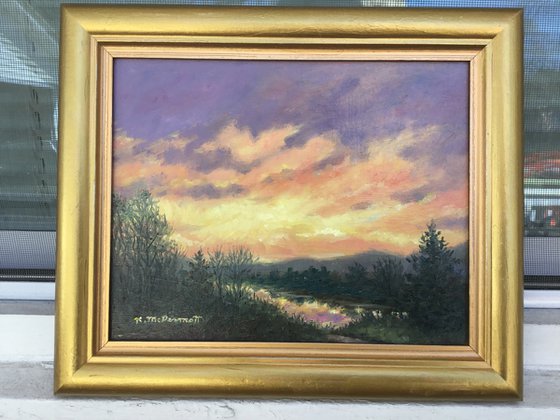 SUNDOWN ABOVE THE RIVER #2 - 8X10 oil