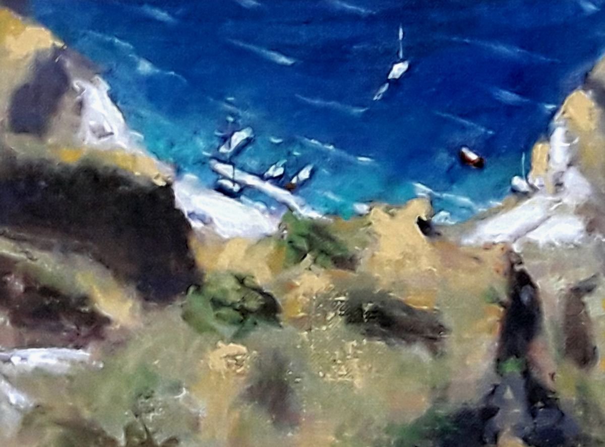 Santorini boats by Dimitris Voyiazoglou