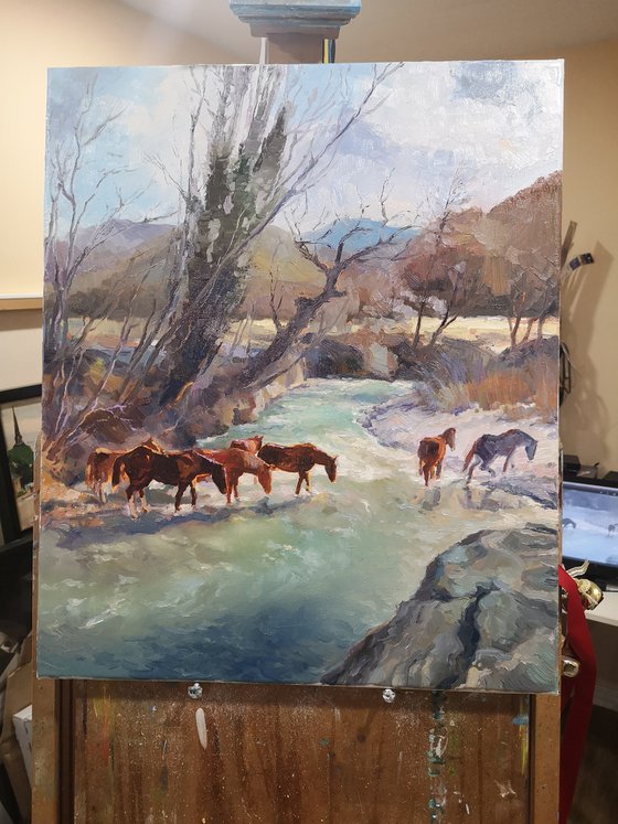 Horses at the Water's Edge