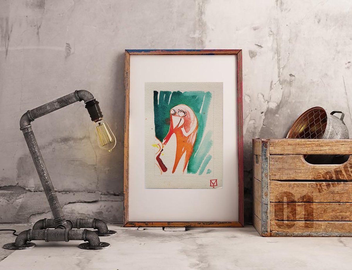 Surrealistic Animal Drawing By Marya, 4 X 6", "Summer 13", Original Artwork