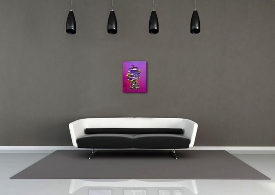 Queen #10 modern office home decor acrylic painting Queen Elizabeth portrait on purple metallic present idea pop art urban gift idea