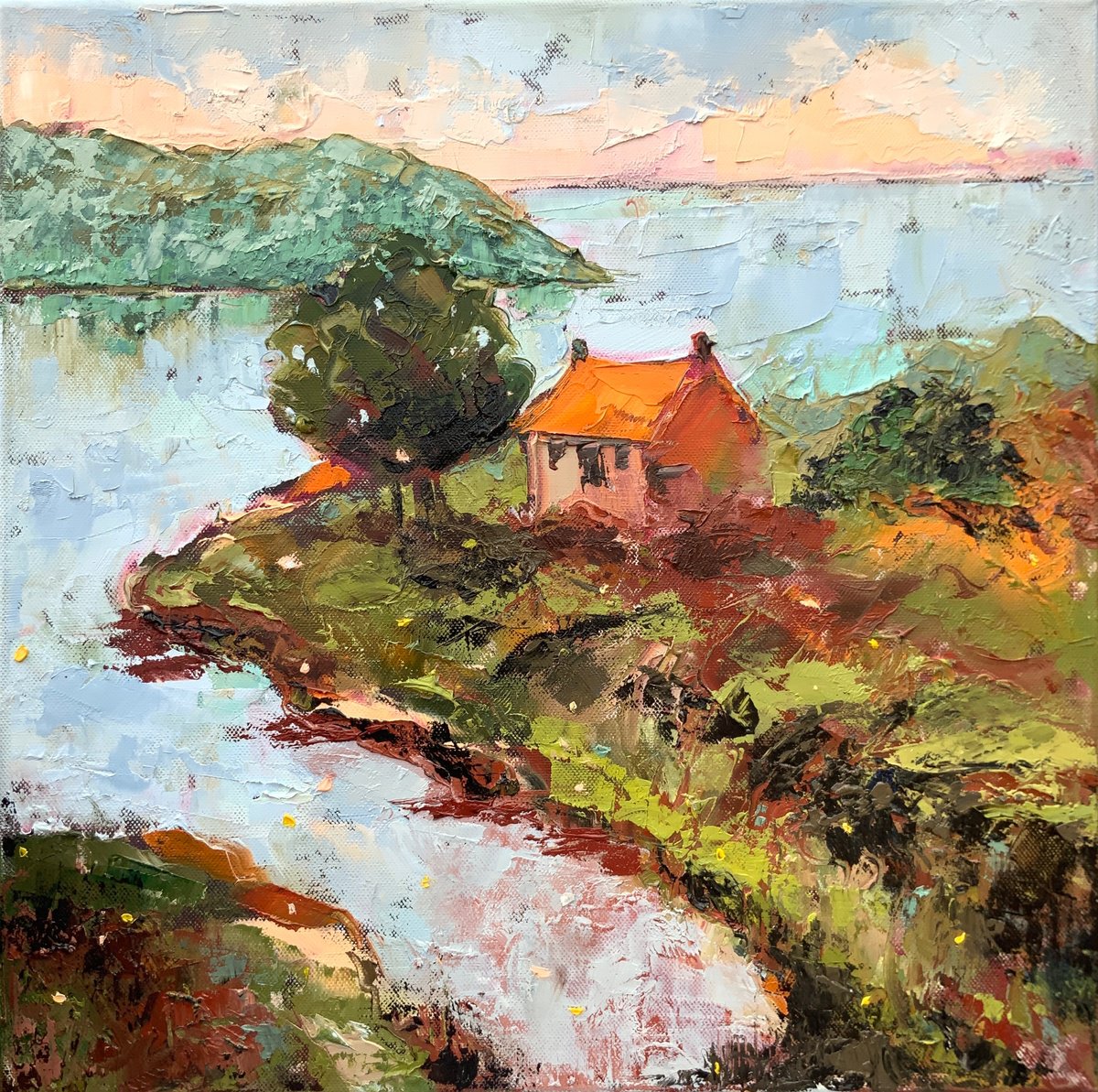 Impressionistic Landscape Oil Painting By Alexandra Jagoda (Ovcharenko), 16 X 16, Secret Place, Original Artwork