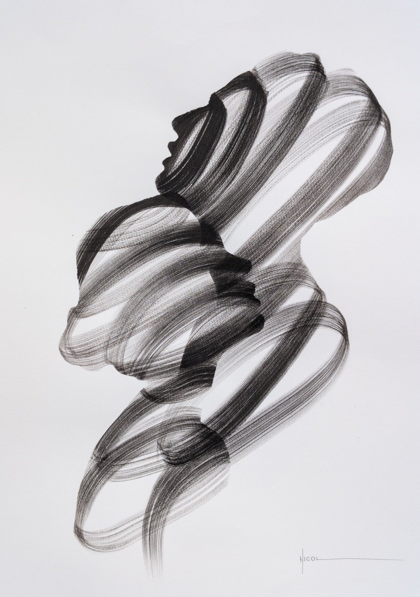 Expressive Ink Drawing , Where We Overlap By Nicol Vacaru, 15 X 21, Artwork For Sale On Artfinder
