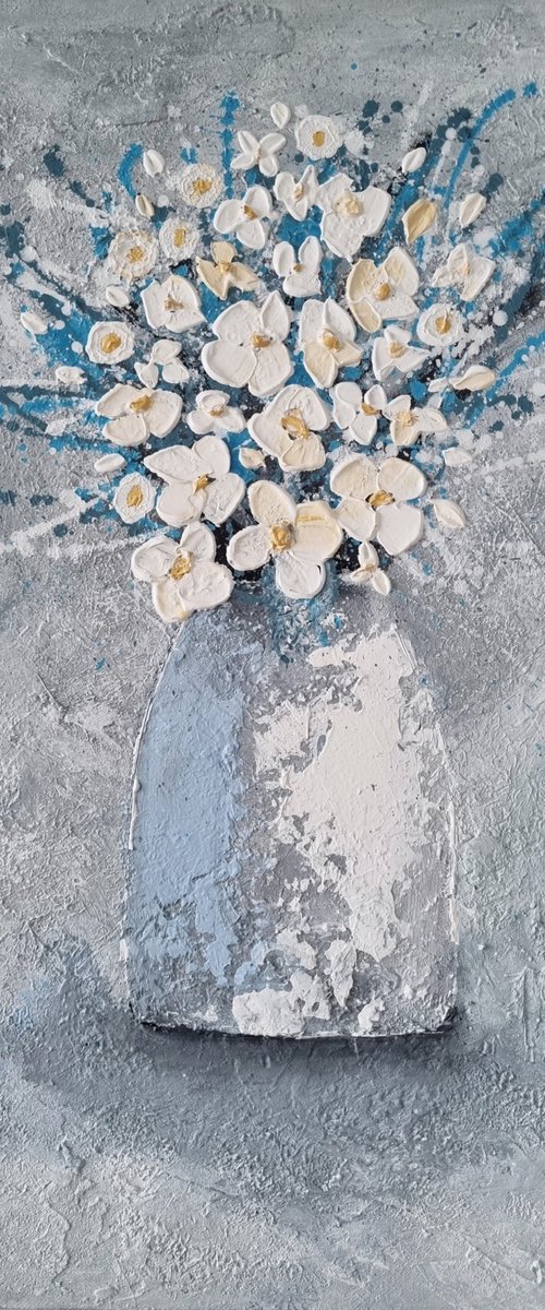 Life is a Vase with White Flowers by Cinzia Mancini