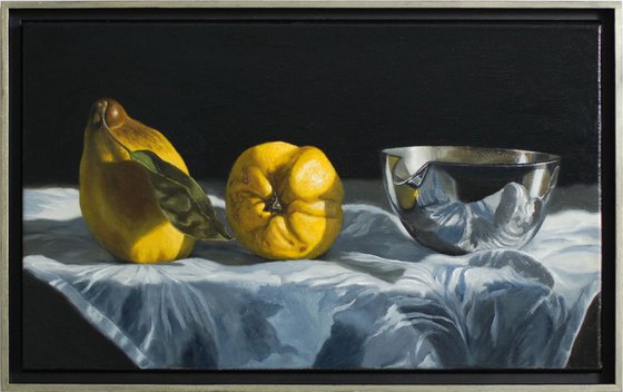 Yellow Quinces and Silver Bowl