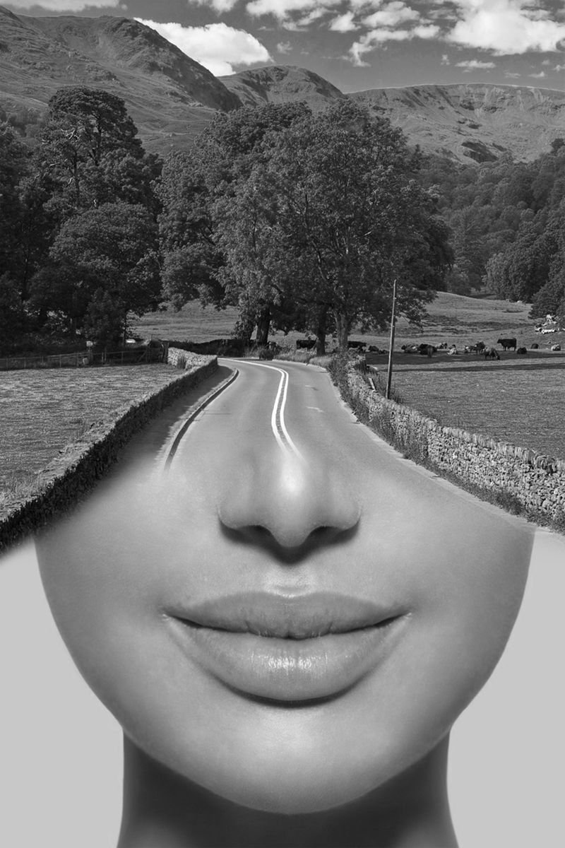 Illustrative Portrait Photograph By Srdjan Jevtic, 39 X 59", One Way Ticket-150 Cm X 100 Cm Very Large, Original Artwork