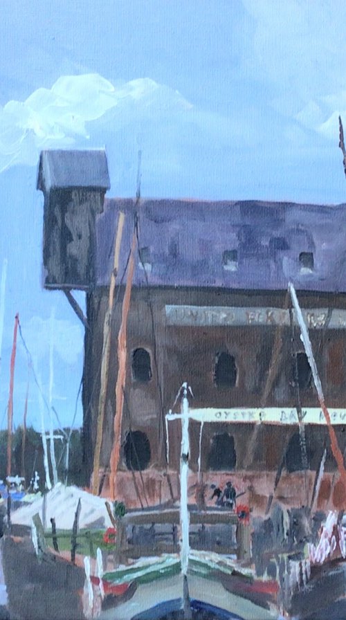 Oyster Bay House, Faversham creek, an original oil painting by Julian Lovegrove Art