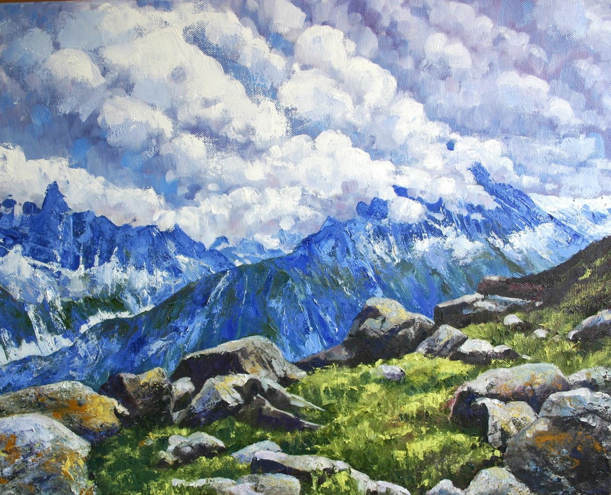 Impressionistic Landscape Oil Painting By Zoe Elizabeth Norman, 20 X 16", Alpine Heights, Original Artwork