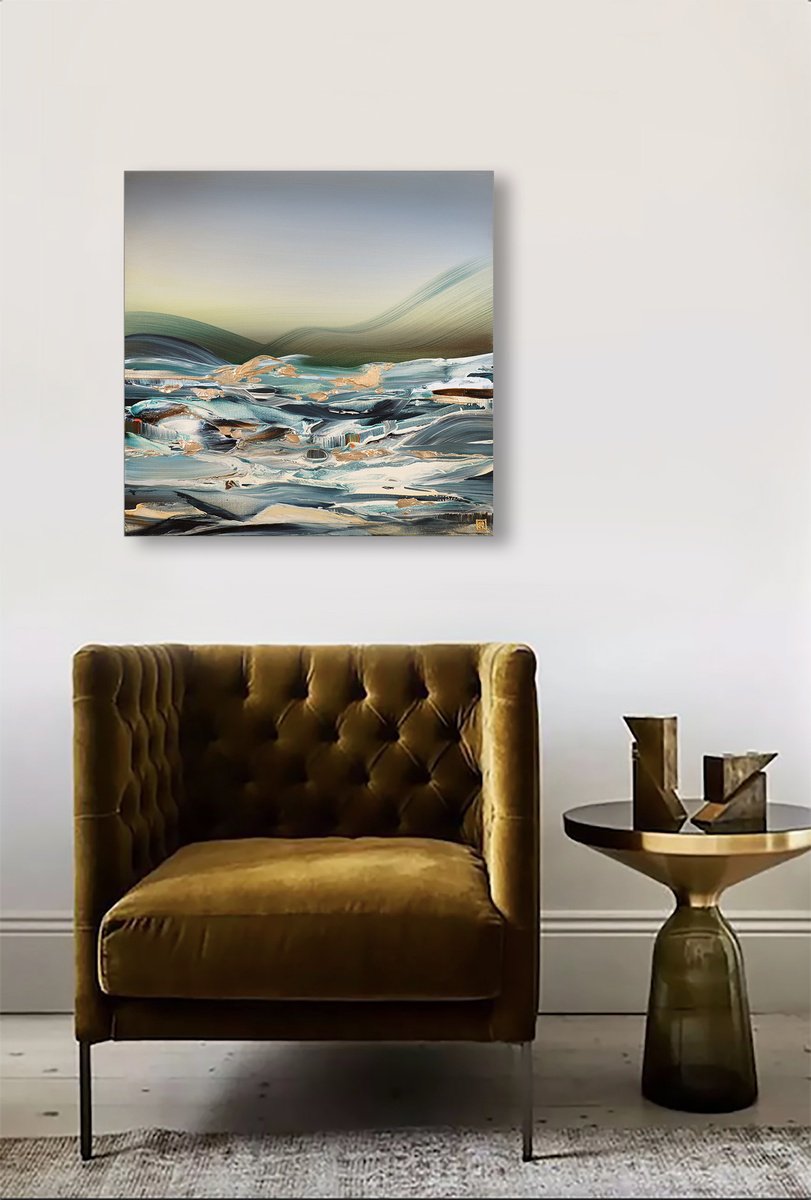 Abstract Acrylic Painting By Novi Lim, 24 X 24", Dawn Chorus, Original Artwork