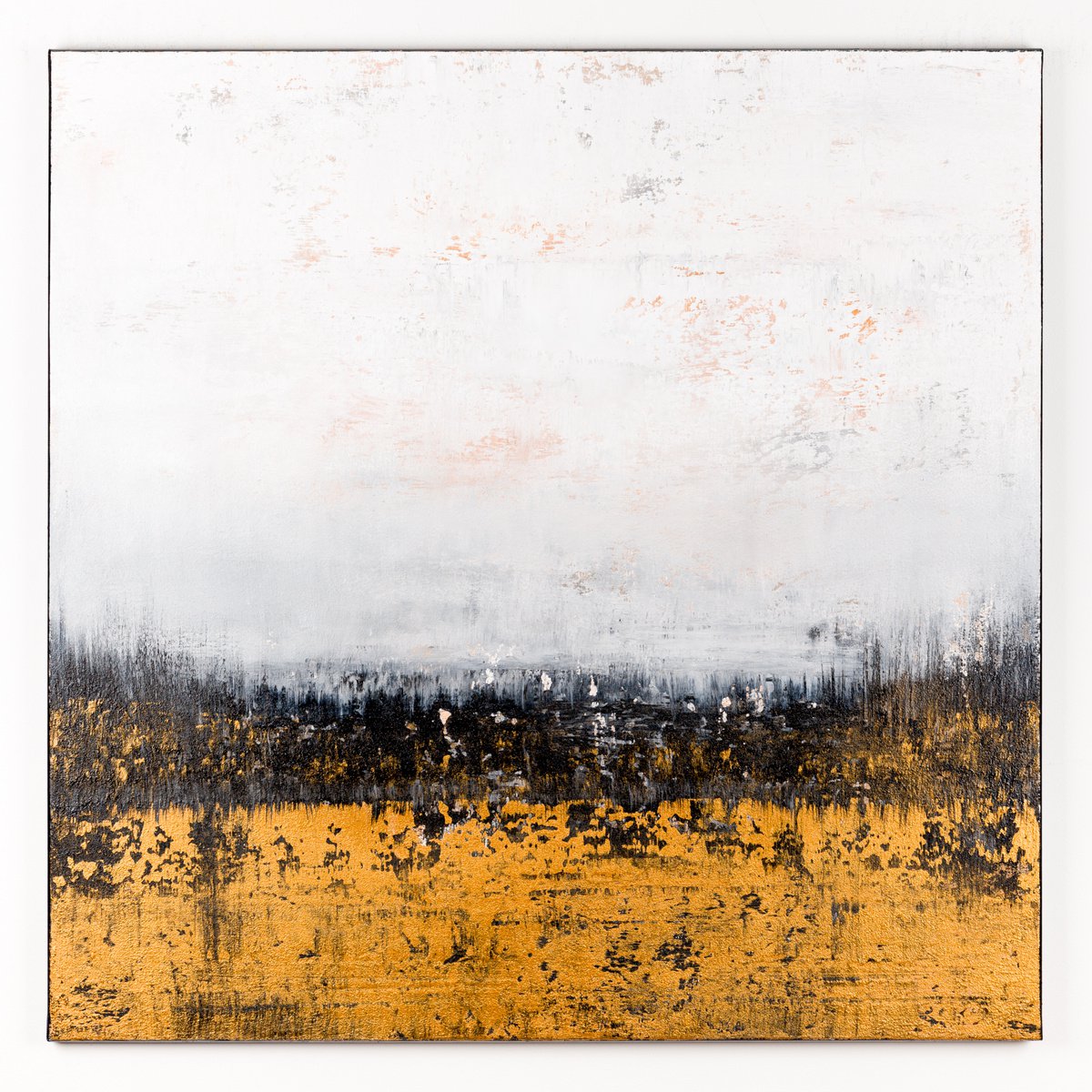 Abstract Acrylic Painting By Radek Smach, 39 X 39", Gold Ke914, Original Artwork