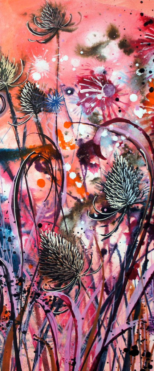 Teasles - Orange and Pink by Julia  Rigby