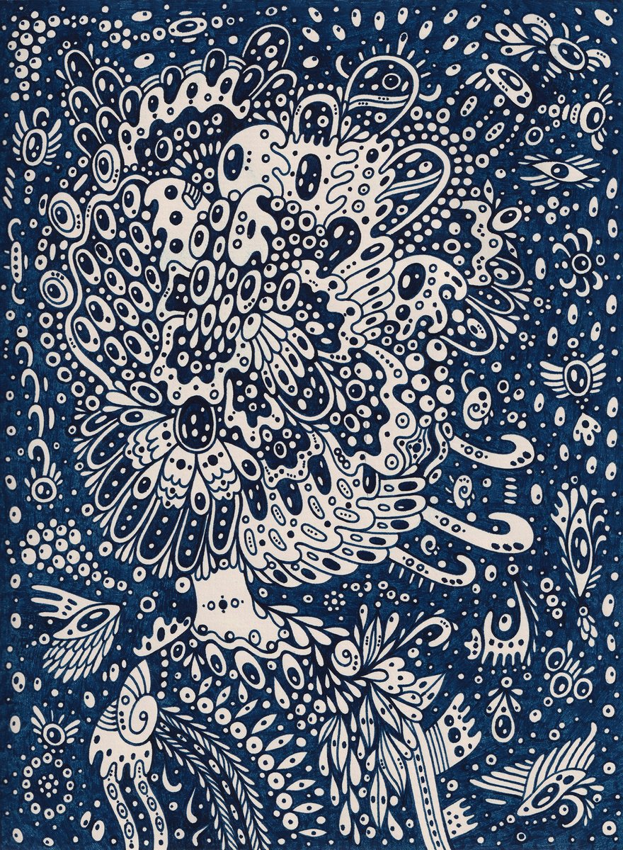 Surrealistic Portrait Ink Drawing By Veronika Demenko, 7 X 9", Other Worlds N.11 - Portrait, Original Artwork