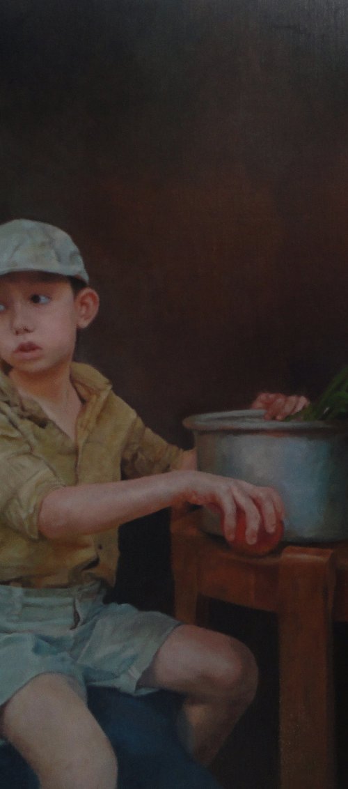 Boy with apples by Radosveta Zhelyazkova