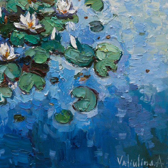 Water Lilies - Original Oil painting - FREE SHIPPING