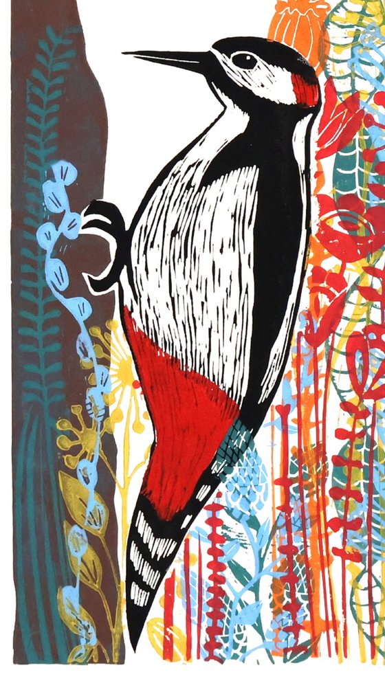 Woodpecker and Flowers