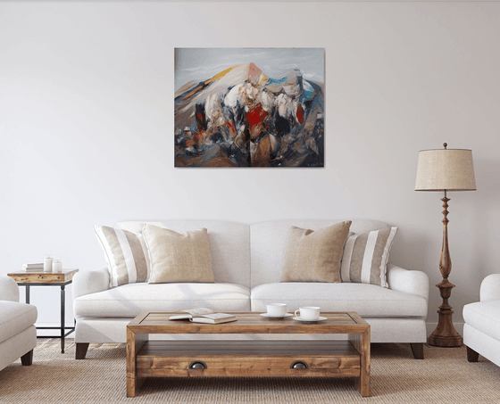 Abstraction(100x80cm, oil painting, palette knife)