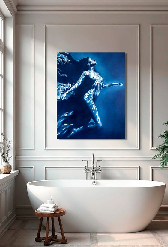 Carrying the Light – Deep Blue Water Nude