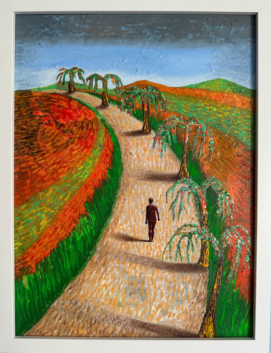 Surrealistic Landscape Painting By Stefano Pallara, 13 X 17", Maybe Broken... N.2, Original Artwork