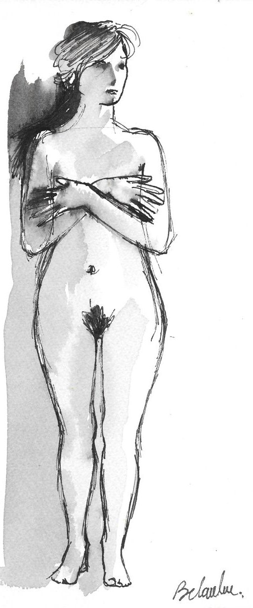 Standing Nude 6, 20x25 cm by Frederic Belaubre