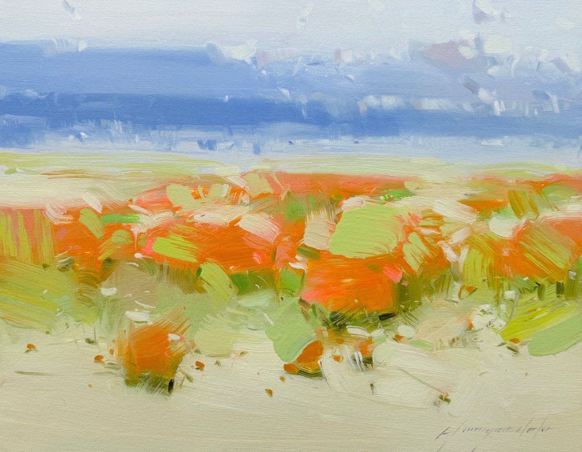 Impressionistic Landscape Oil Painting By Vahe Yeremyan, 18 X 14", After Rain, Original Artwork