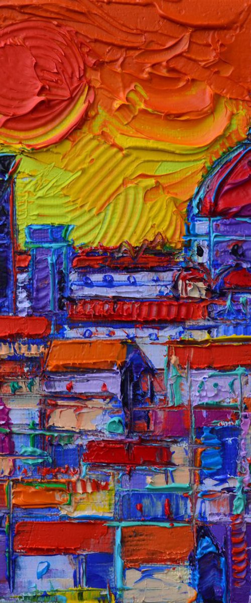 FLORENCE SUNSET OVER DUOMO abstract cityscape palette knife impasto oil painting modern impressionism gift idea by ANA MARIA EDULESCU