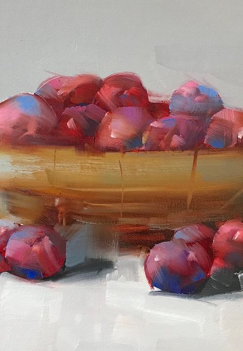 Plums, Still Life, Original oil painting  Hand painted artwork One of a kind by Vahe Yeremyan