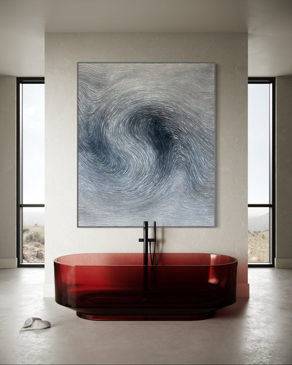 Abstract Landscape Acrylic Painting By Daniela Pasqualini, 60 X 72, Sfumature Di Eleganza, Original Artwork