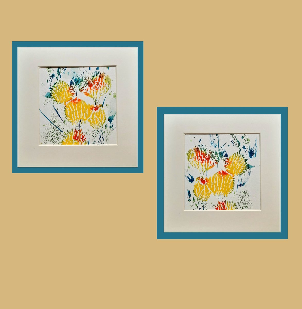 Organic Abstract Limited Edition Print By Asha Shenoy, 6 X 6, Set Of Two - Abstract 2, Original Artwork