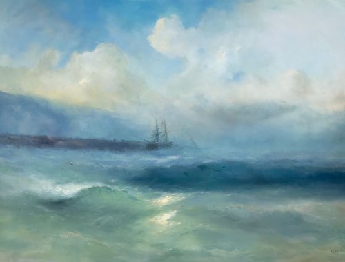Ocean Breeze, Original oil Painting, Handmade artwork, Signed, One of a Kind by Karen Darbinyan