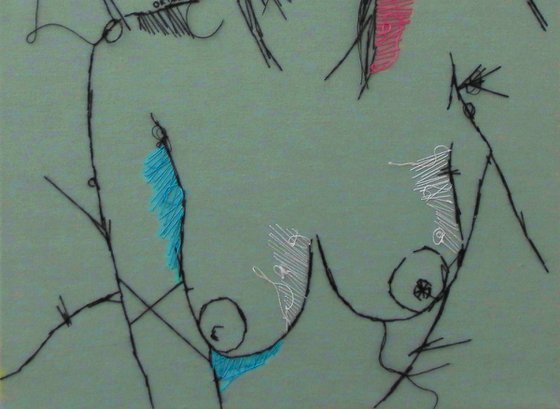 Embroidered Female Nude Figure Study