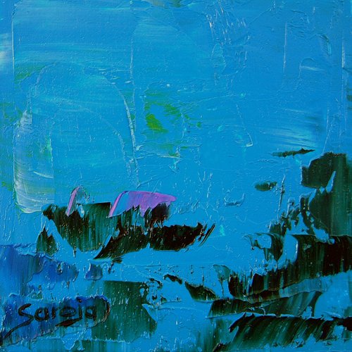 ref#:767-10Q -10x10cm=3.94x3.94". Short Story sky blue 3 by Saroja La Colorista