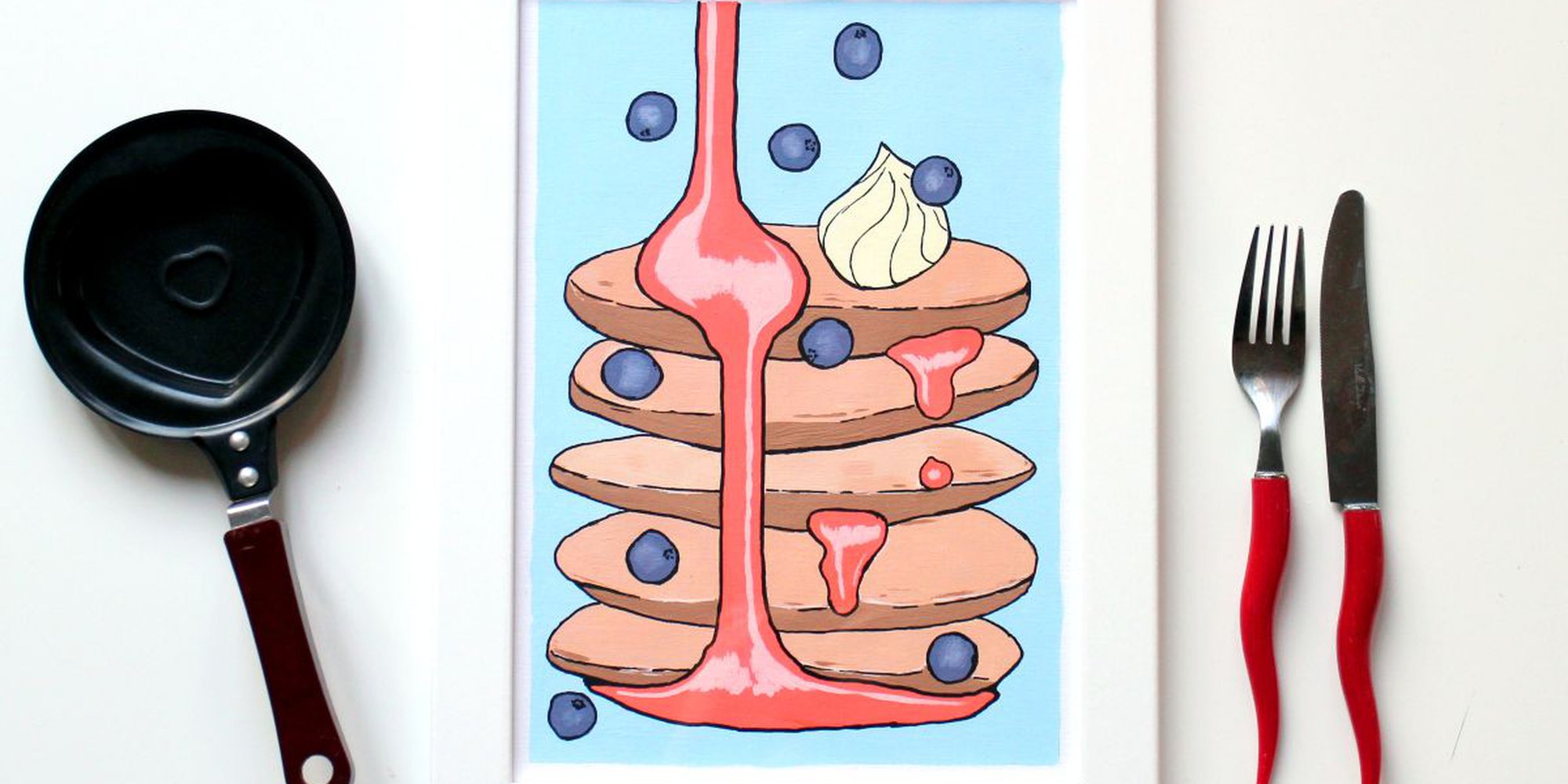 Art of the Day: "Pancake Tower Pop Art Painting On A4 Paper Unframed, 2017" by Ian Viggars