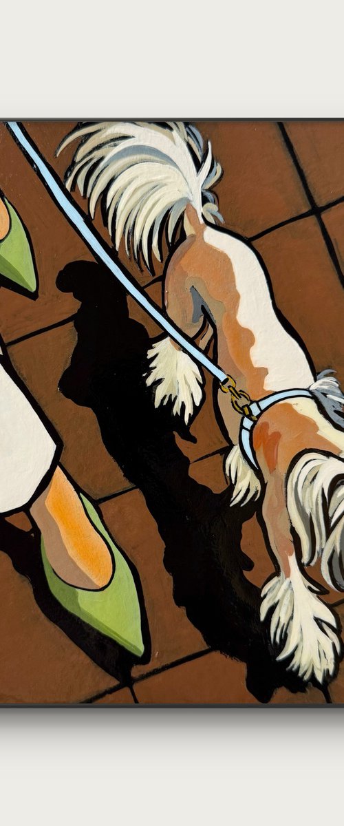 Womans shoes and Chinese Crested Dog by Daria Baklykova
