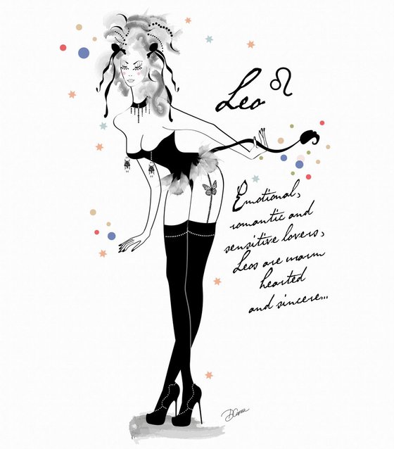 Leo - Leone - Astrology - Zodiac - AstroPinup - Pinup Girl - Erotic - Birthday - Gift