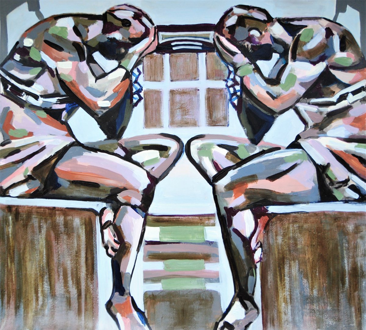 Urban And Pop Portrait Acrylic Painting By Alexandra Djokic, 22 X 20, Darkness, Original Artwork