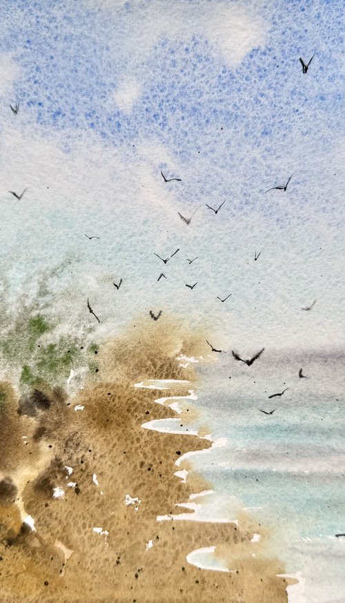 Etude Seascape with seagulls by Yuliia Sharapova