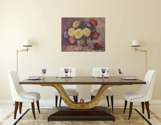 Chrysanthemum(90x70cm, oil painting ready to hang)